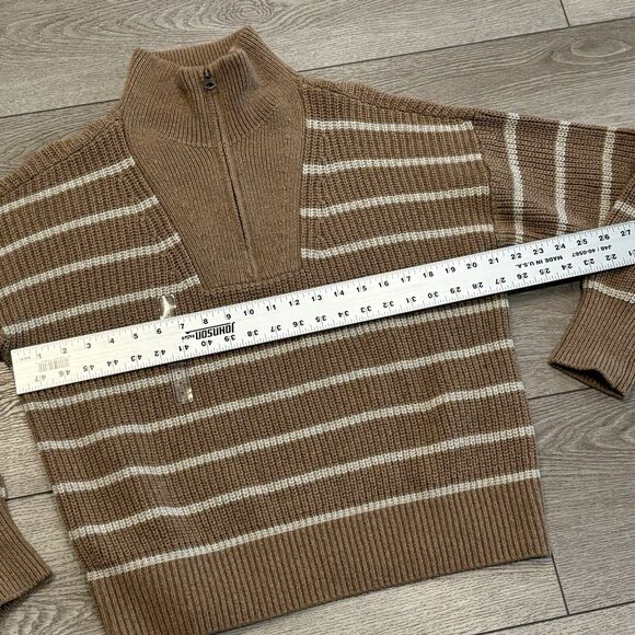 Faherty Women’s Sweater Size Small Mariner Sweater Carmel Brown Stripe Pullover - Picture 5 of 12